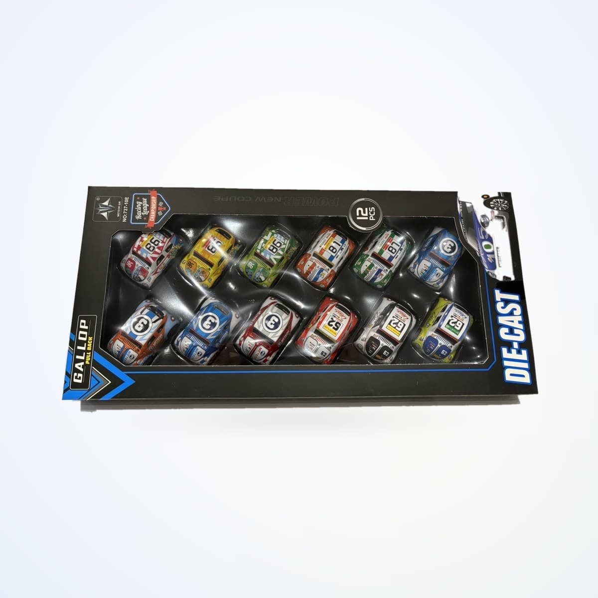 Coffret de 12 voitures de course die-cast
