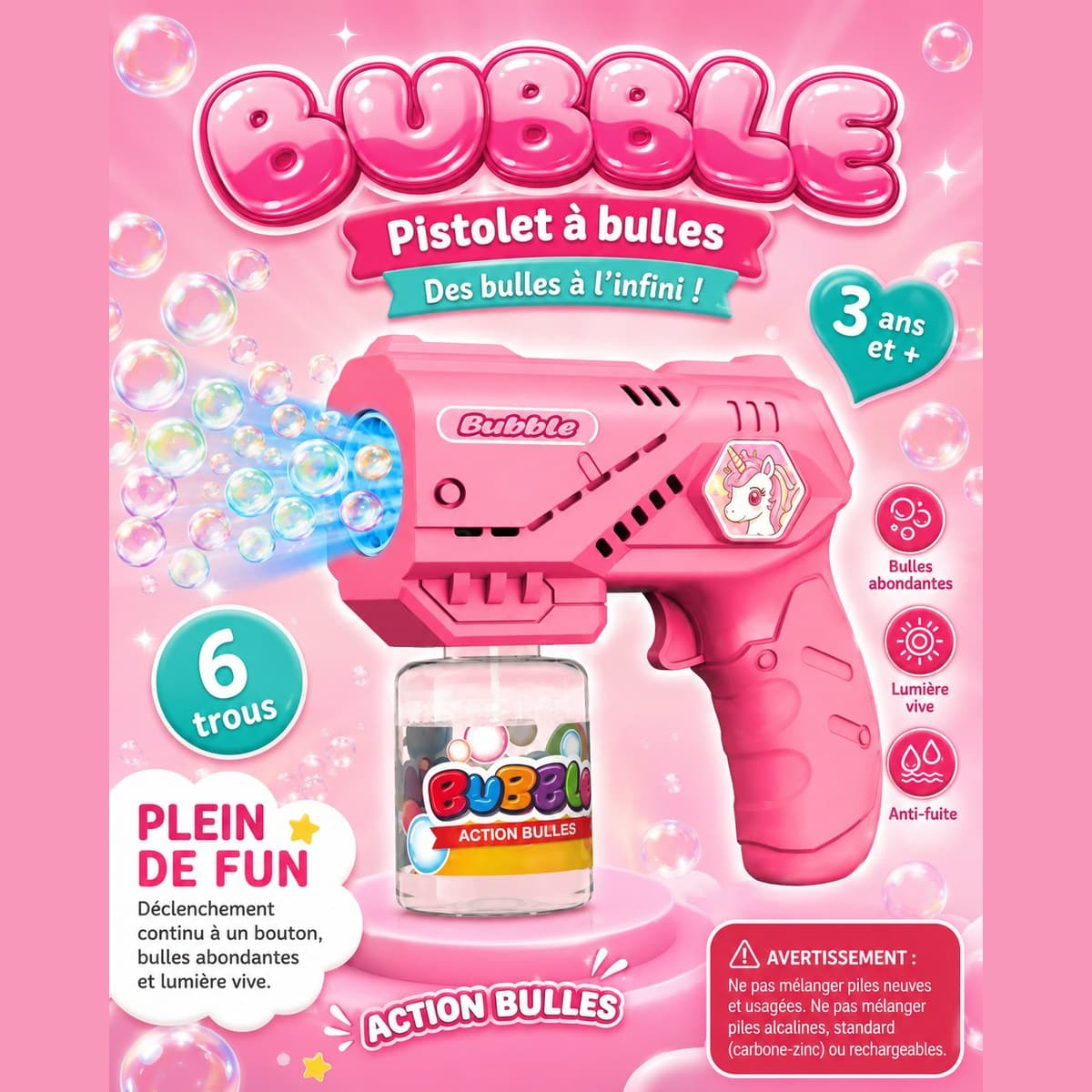 Pistolet à bulles JOUET STORE, 6 trous