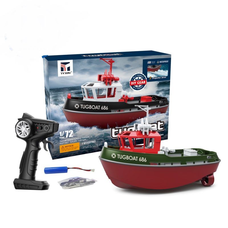 Bateau Télécommandé BIKEFUN 686 – Mini Remorqueur RC à l'Échelle 1/72